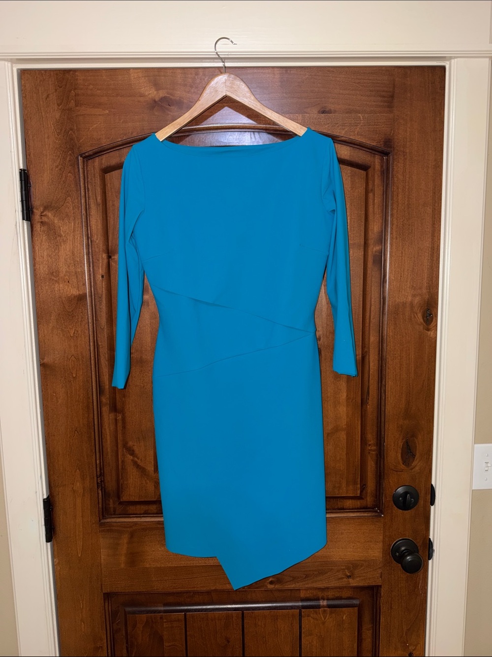 Chiara Boni Turquoise Long-Sleeve Asymmetric Hem Dress